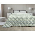 thumbnail image 1 of Abstract Down Alternative Comforter, Graphical Irregular Squares Grid Like Pattern Vintage Vibes, Microfiber Quilt for All Season, 5 Sizes, Reseda Green Mustard, by Ambesonne, 1 of 3