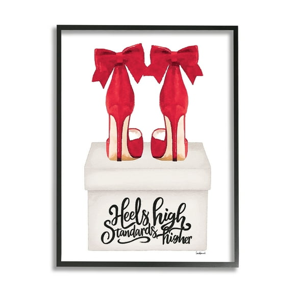 Stupell Industries High Standards Red Heels Beauty & Fashion Painting Black Framed Art Print Wall Art, 11 x 14