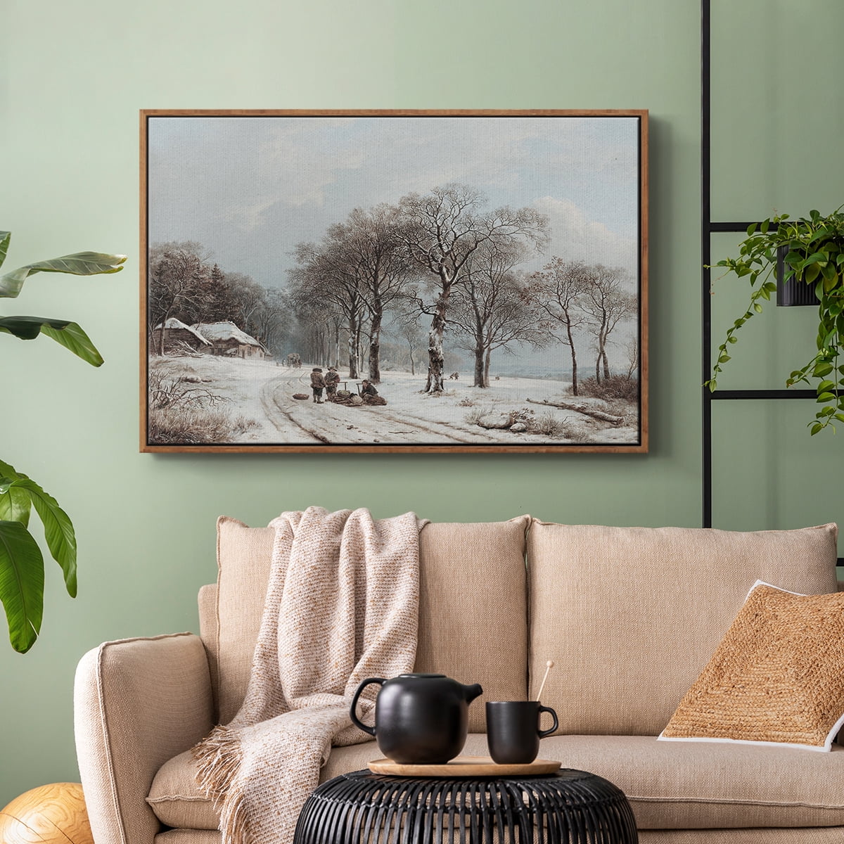 Vintage Landscape-CCLXX By Wexford Home Framed in Walnut Wood Gallery Wrapped Canvas 17 in. x 25 in.