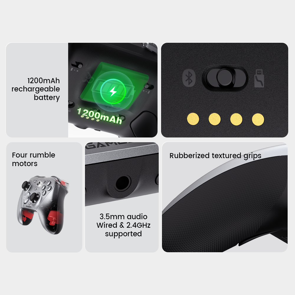 Control Inalámbrico y con Cable GameSir G7 Pro Tri-Mode para Xbox, PC, Android, Gamepad Esports con Sticks TMR Anti-Drift, Gatillos Hall Effect, 4 Motores de Vibración, Placa Frontal Intercambiable, Plata Metálico 3