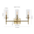 thumbnail image 3 of JONATHAN Y Cato 21.25" 3-Light Modern Minimalist Iron/Glass LED Vanity, Brass Gold/Clear, 3 of 8