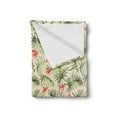 thumbnail image 2 of Leaf Soft Flannel Fleece Blanket, Hawaiian Aloha Nature Pattern with Rainforest Elements Palm Branches Hibiscus, Cozy Plush for Indoor and Outdoor Use, 50" x 60", Peach Salmon Green, by Ambesonne, 2 of 5