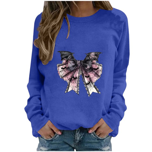 Funicet Blouses pour Femmes Mode, Blouses pour Femmes, Mode Décontractée Imprimé Col Rond Ample T-Shirt Blouse, Blouses pour Femmes Mode, Hauts à Manches Longues pour Femmes