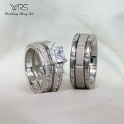 Wedding Ring Sets His And Hers Couples Women Diamond Sterling Silver Man Titanium Wedding Bands