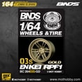 thumbnail image 1 of BNDS 1/64 ABS Wheels Rubber Tires by GOLD Assembly Rims Modified Parts JDM VIP Style for Model Car Vehicle 4pcs Set S BC26403S-GD, 1 of 5