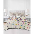 thumbnail image 2 of Quilts King Size Bedding Set, Colorful Polka Dot Lightweight Quilted Comforter, Cartoon Cute Abstract Graffiti Beige Soft Reversible Bedspread Coverlet with Pillow Covers for All Season, 96" x 106", 2 of 7