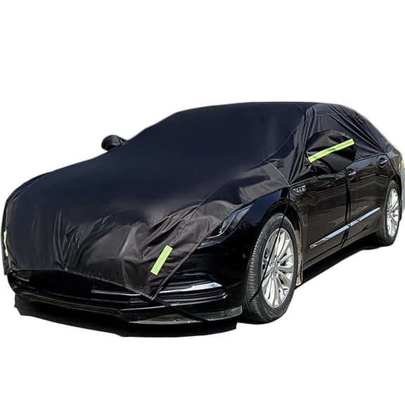 Konnfeir Half Car Cover Car Body Cover Sunshade Cover Snow Cover Windshield Cover Waterproof UV Resistant 420D Oxford fabric Black