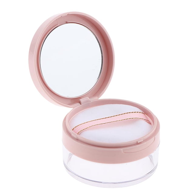 Recipiente de Almacenamiento de Polvo Suelto Yinane Cosmético/polvo de Acabado con Malla de Y Esponja de Maquillaje Rosado