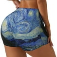 thumbnail image 2 of Xecao The Starry Night Print Workout Shorts for Women Soft Smooth Gym Yoga Scrunch Active Tennis Workout Running Shorts, 2 of 9