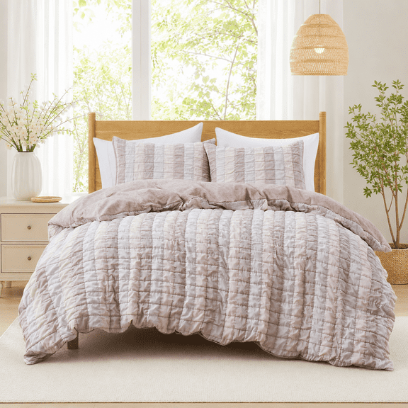 Unikome Pink Duvet Cover Set, 3 Piece Bed Set with Comforter Cover and 2 Pillow Shams, Soft Bedding Set with 4 Corner Ties, Zipper Closure, Machine Washable, Full/Queen 90x90"