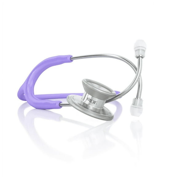 MDF MD One Epoch Lightweight Titanium Stethoscope, Adult, Free-Parts-for-Life, Pastel Purple Tube, Silver Chestpiece-Headset