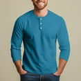 thumbnail image 6 of Lumtrix Mens Fashion Henley Shirts 3/4 Sleeve Sleeve Button Cotton Fitted T-Shirt Solid Color Soft Stylish Tee Tops Royal Blue S, 6 of 7