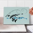 thumbnail image 2 of Fishing Cutting Board, Big Pike Fish Catching Wobblers Reel Trap in River Raptorial Predator Hunting Print, Decorative Tempered Glass Cutting and Serving Board, Small Size, Black Blue, by Ambesonne, 2 of 5