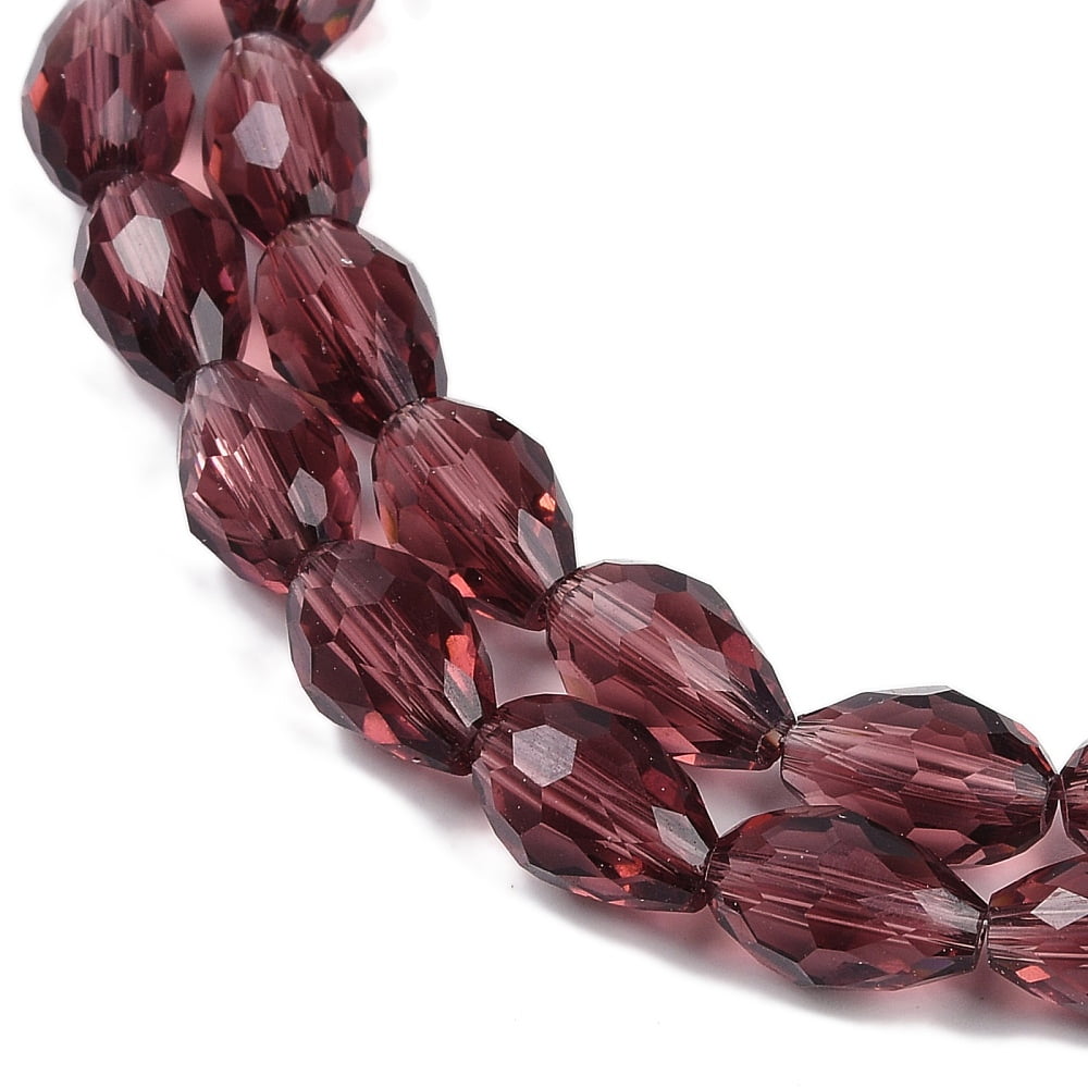 Transparent Glass Beads Strands Faceted Teardrop Indian Red 15x10mm Hole: 1.6mm about 46~48pcs/strand 27.95 inch(71cm)