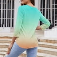 thumbnail image 4 of Fashion 3/4 Sleeve Summer Tops for Womens 2024 Plus Size Spring And Summer Gradient Printed Top Collar Button Sexy Shirt 3/4 Sleeve Long Sleeve V Neck Top/Shirt Gifts for Womens, 4 of 7