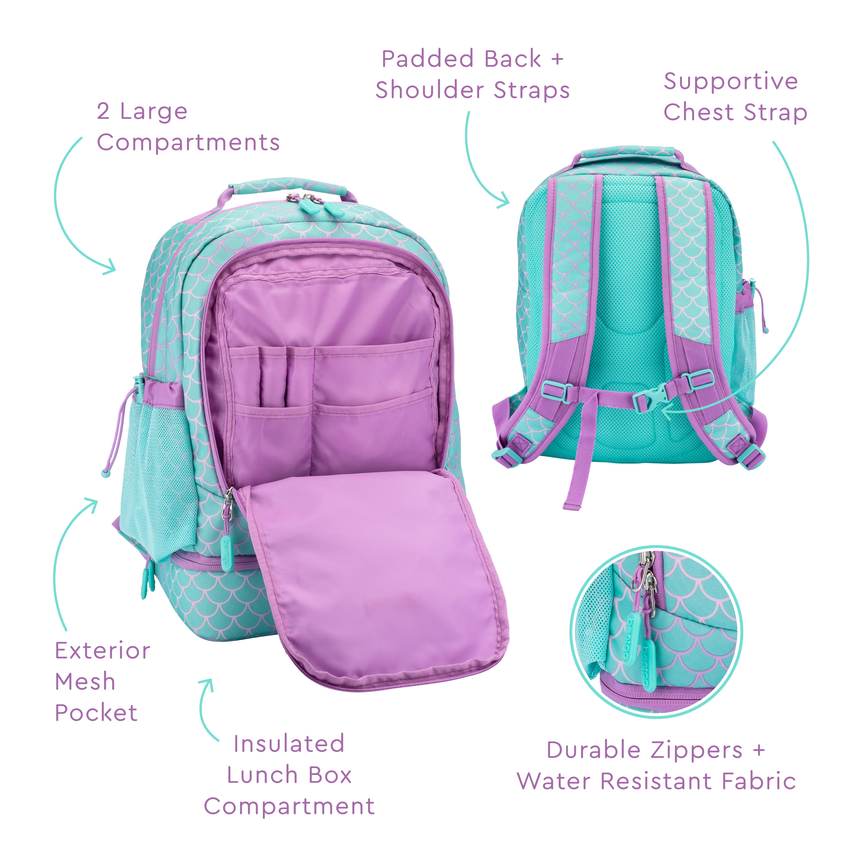 Bentgo® Kids Prints 2-in-1 Backpack & Insulated Lunch Bag - Blue Rocket 