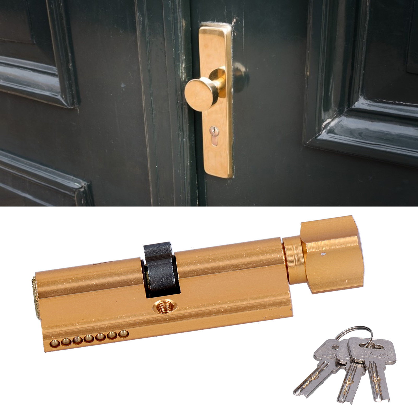 Fyydes Door Cylinder With Key,Aluminum Copper Alloy Key Cylinder