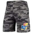 thumbnail image 2 of Men's Concepts Sport Charcoal/Gray Kansas Jayhawks Camo Backup Terry Jam Lounge Shorts, 2 of 3