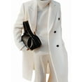 thumbnail image 2 of Womens Long Wool Coats Fall Winter Double Breasted Trench Coat Peacoat White XXL, 2 of 7