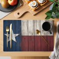 thumbnail image 2 of Vintage Star Country Placemats Set of 8, American Flag Blue Red Placemats for Dining Table, Place Mats for Kitchen Tabletop, Waterproof Wipeable Dining Table Mats Set, 2 of 9