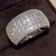 thumbnail image 3 of Anillo chapado en oro blanco Super Flash lleno de diamantes medio anillo de circonita Anillo de mujer Fácil de combinar, 3 of 5