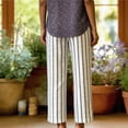 thumbnail image 4 of WULMLEO Womens Linen Pants Elastic Waist Straight Leg Petite Beach Pant Summer Lightweight Casual Lounge Trousers White XL, 4 of 4