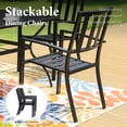 thumbnail image 6 of SUMMIT LIVING 5-Piece Outdoor Patio Dining Set with Stacking Chairs & Faux Wood Table for 4-Person, Metal Steel, Black, 6 of 15