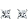 thumbnail image 2 of GEMOUR Rhodium Plated Sterling Silver 2 ct Princess Cut Cubic Zirconia Stud Earrings, 2 of 3