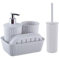 thumbnail image 4 of Superio Decorative Ribbed Bathroom Accessory Set, Plastic - White (5 Pack), 4 of 4