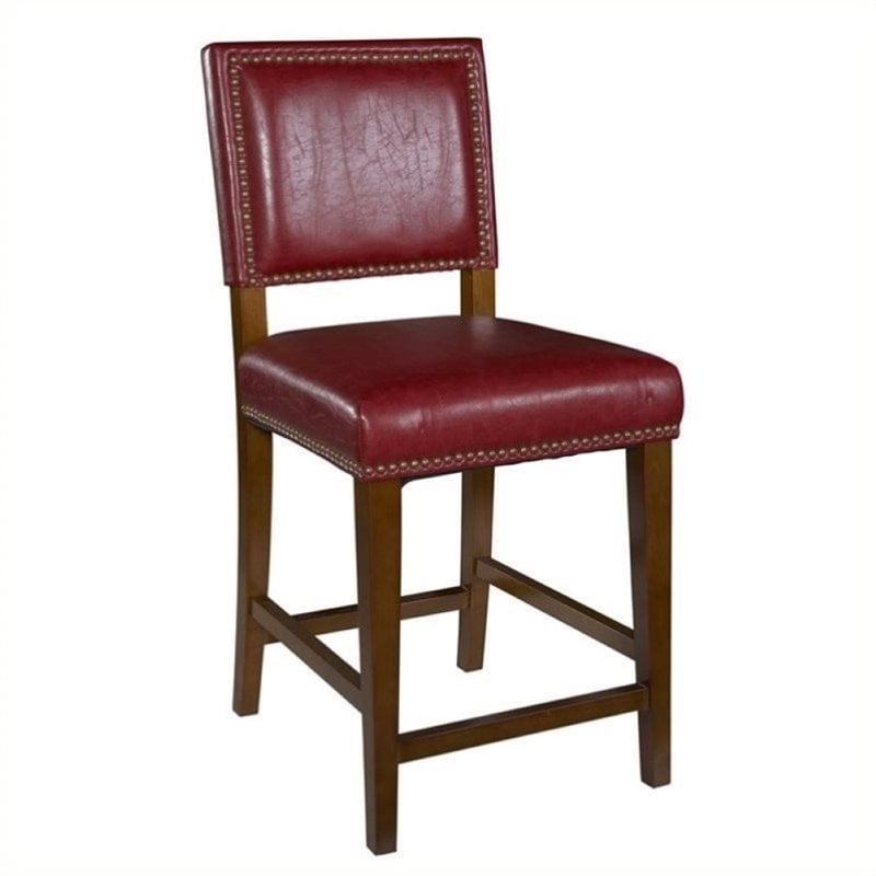 Hawthorne Collection 30 Faux Leather Bar Stool In Brown And Red