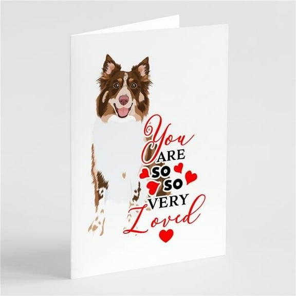 Australian Shepherd Red Tricolor #2 so Loved Greeting Cards and Envelopes Pack of 8 7 in x 5 in