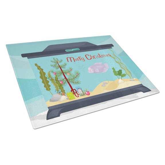 Carolines Treasures CK4526LCB Giant Gourami Merry Christmas Glass Cutting Board Large, 12H x 16W, multicolor
