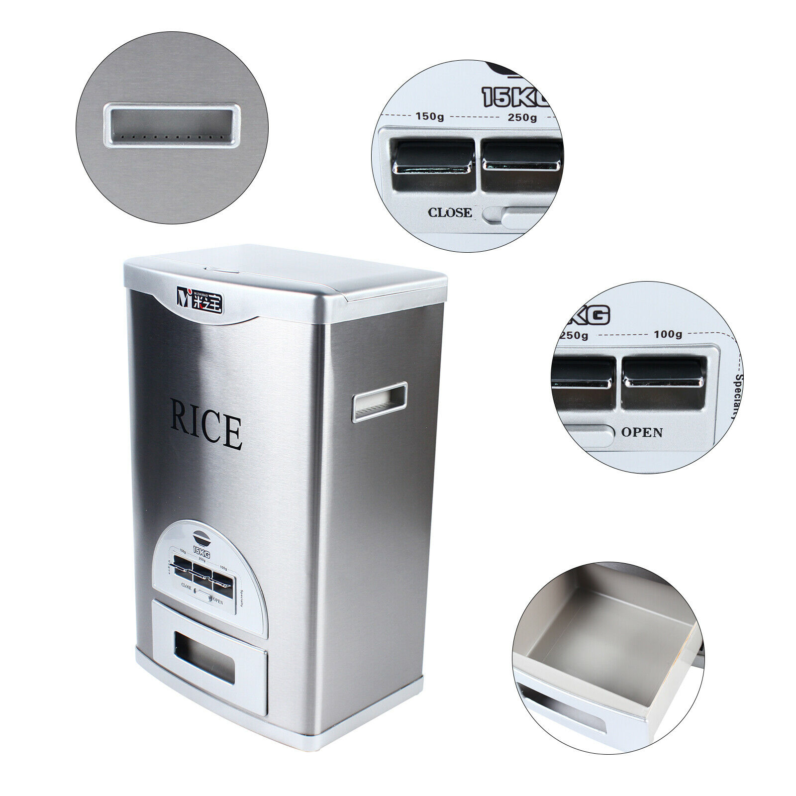 Rice Dispenser 15kg/33lbs Capacity Large Storage Container Food Storage Tank