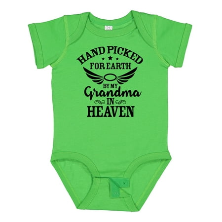 

Inktastic Handpicked for Earth by My Grandma in Heaven Angel Wings Gift Baby Boy or Baby Girl Bodysuit