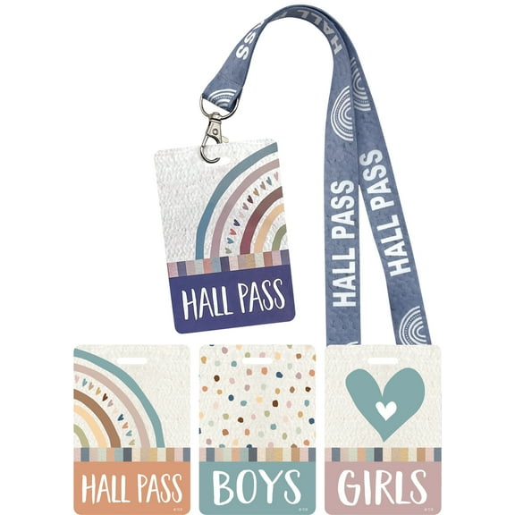 Teacher Created Resources Everyone is Welcome Hall Pass with Lanyard, Set of 4