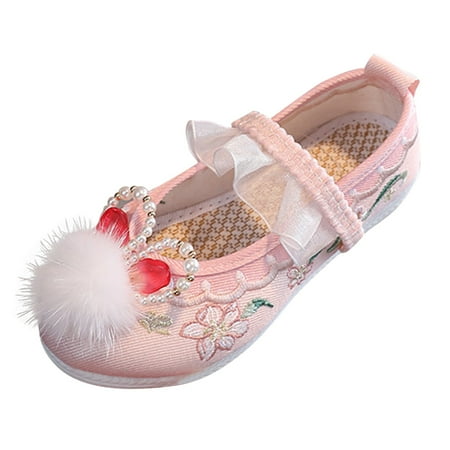 

Little Girl Sandal Girls Flat Bottomed Embroidered Sandals Fashionable Antique Children Performance Children Embroidered Sandals