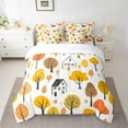thumbnail image 7 of Feelyou Fall Autumn Adult Bedding Comforter Set 7pcs, Orange Maple Tree Queen Bedding Sets, Rustic Cabin House Reversible Queen Sheet Sets, Lightweight Room Decor, 7 of 7