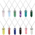 thumbnail image 1 of Collar de Cuarzo Rosa Ganfancp Mujeres Cristal de Punta Hexagonal Natural, 1 of 1