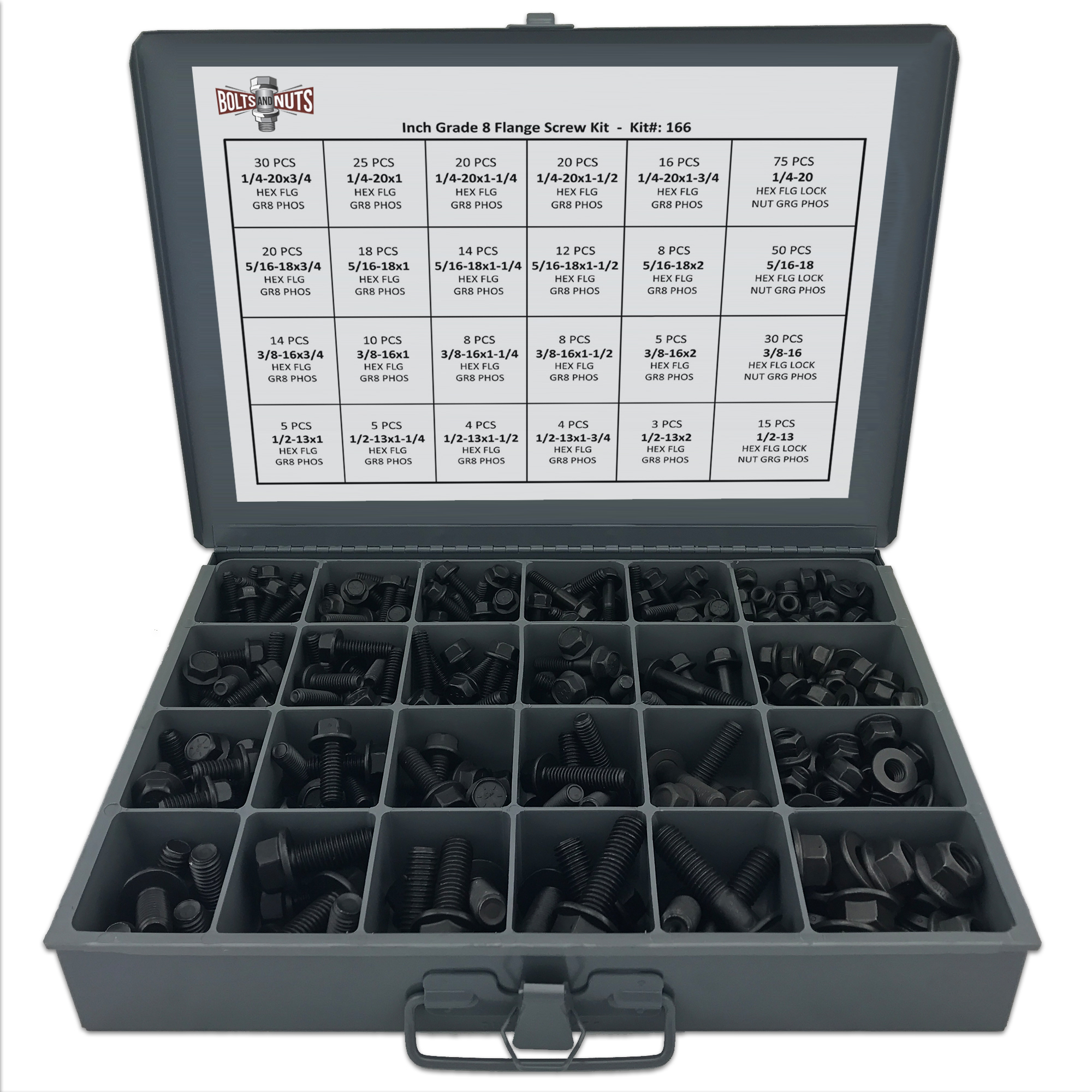 Grade 8 Hex Cap Flange Frame Bolt Black Phos & Locking Flange Nuts