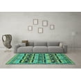 thumbnail image 3 of Ahgly Company Indoor Round Oriental Turquoise Blue Industrial Area Rugs, 6' Round, 3 of 4