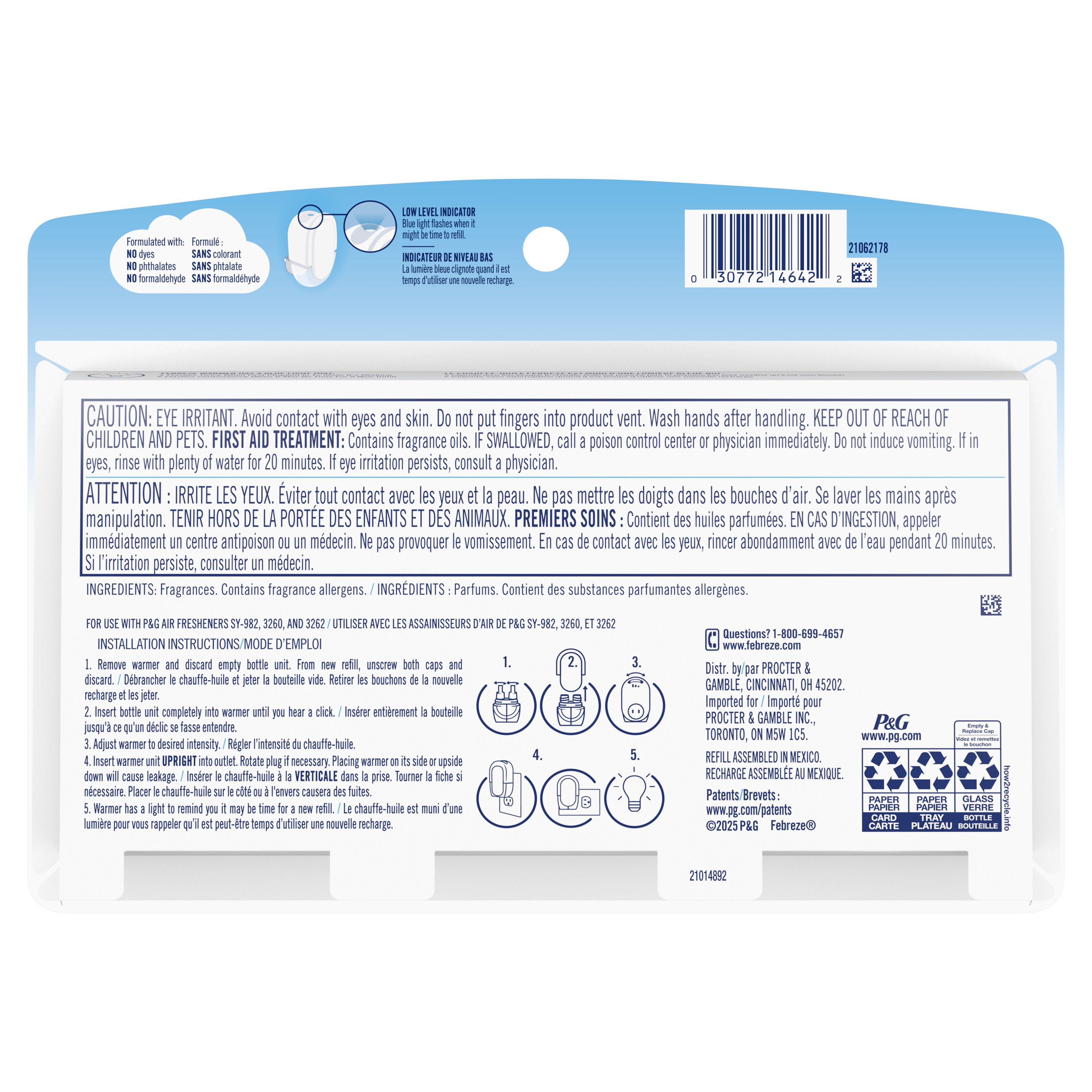 Febreze Plug In Air Freshener, Odor-Fighting Scented Oil Refill, Hawaiian Aloha Scent, 3 Refills, 77.7ML