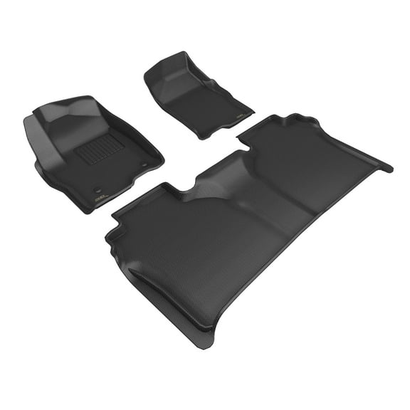 3D MAXpider Custom Fit Kagu Floor Mat (Black) Compatible with GMC Sierra Crew Cab 2019-2025 (w/ Bucket Seats) - Full Set