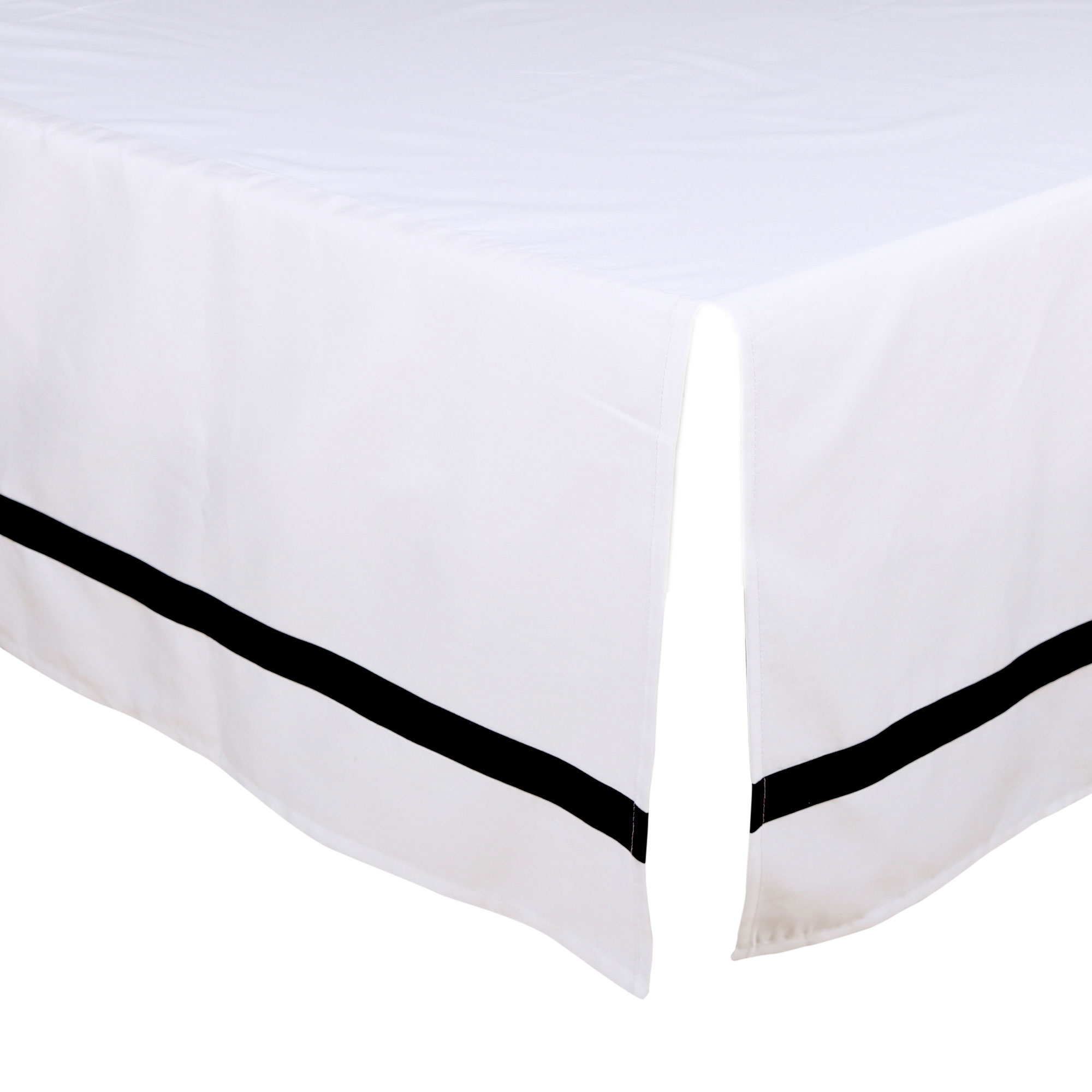 The Peanut Shell Tailored Crib Skirt Solid White With Black Trim