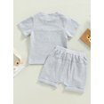 thumbnail image 4 of ZAXARRA Vêtements pour Garçons Tout-Petits, Hauts à Manches Courtes Col Rond Rayé Pantalons Courts à Cordon Tenues Décontractées, 4 of 9