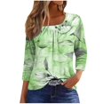 thumbnail image 2 of Fiudx Ofertas Flash Del Día Blusa de Manga 3/4 a La Moda para Mujer, Camiseta Estampada, Top Informal, 2 of 5
