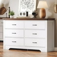 thumbnail image 6 of Farmhouse 6 drawer dresser for bedroom, 51" Wide chest of drawers, Wood white dresser with Metal Handle and Anti-Tipping Device, Storage Dressers Organizer for Bedroom, Living Room, Hallway, White, 6 of 9