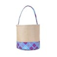 thumbnail image 2 of Yakvarog Halloween Canvas Tote Basket 8.8" x 9", Plaid Patchwork Fabric with Handle, Trick or Treat Candy Bags for Gifts, Toys, Party Favor & Home Holiday Decor, 2 of 6