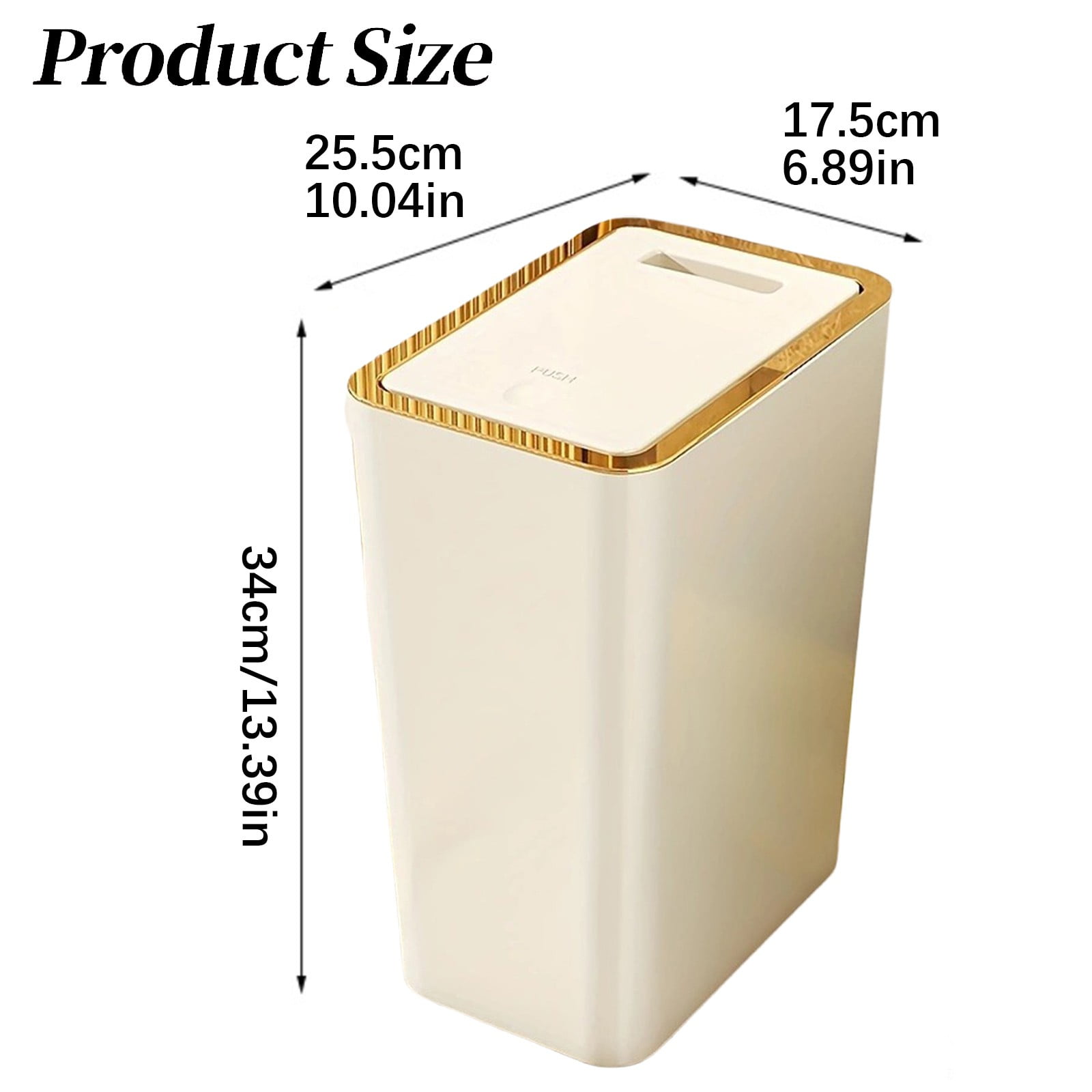 Bathroom Trash Can with Lid Plastic Waste Basket Modern Garbage Bin for Toilet Bedroom Living Room Home Office Waste Storage Solution,1PC,White