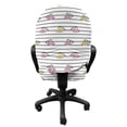 thumbnail image 3 of Cartoon Office Chair Slipcover, Eyes Stars Eyelashes Abstract Continuous Pattern on Striped Background, Protective Stretch Decorative Fabric Cover, Standard Size, Earth Yellow Pink Dust, by Ambesonne, 3 of 5