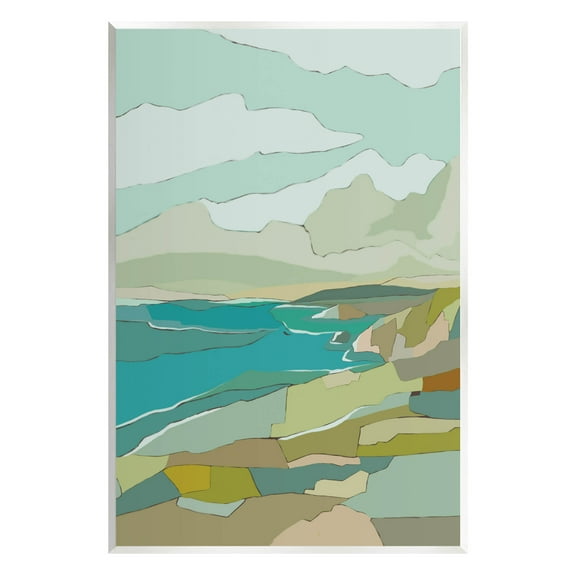Stupell Industries Contemporary Mountainous Blocked Shore Graphic Art Unframed Art Print Wall Art, Design by Nikita Jariwala
